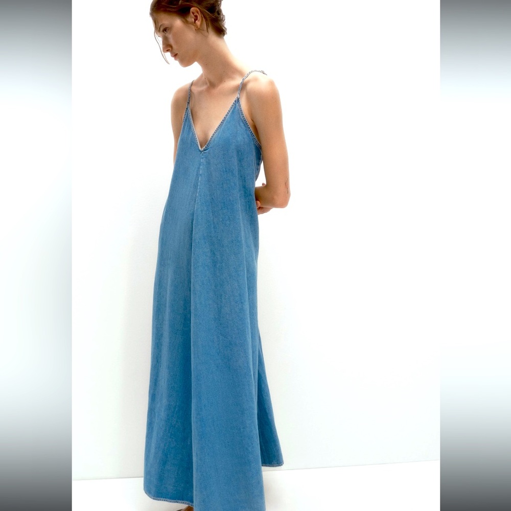 Zara TRF Denim Midi Dress
